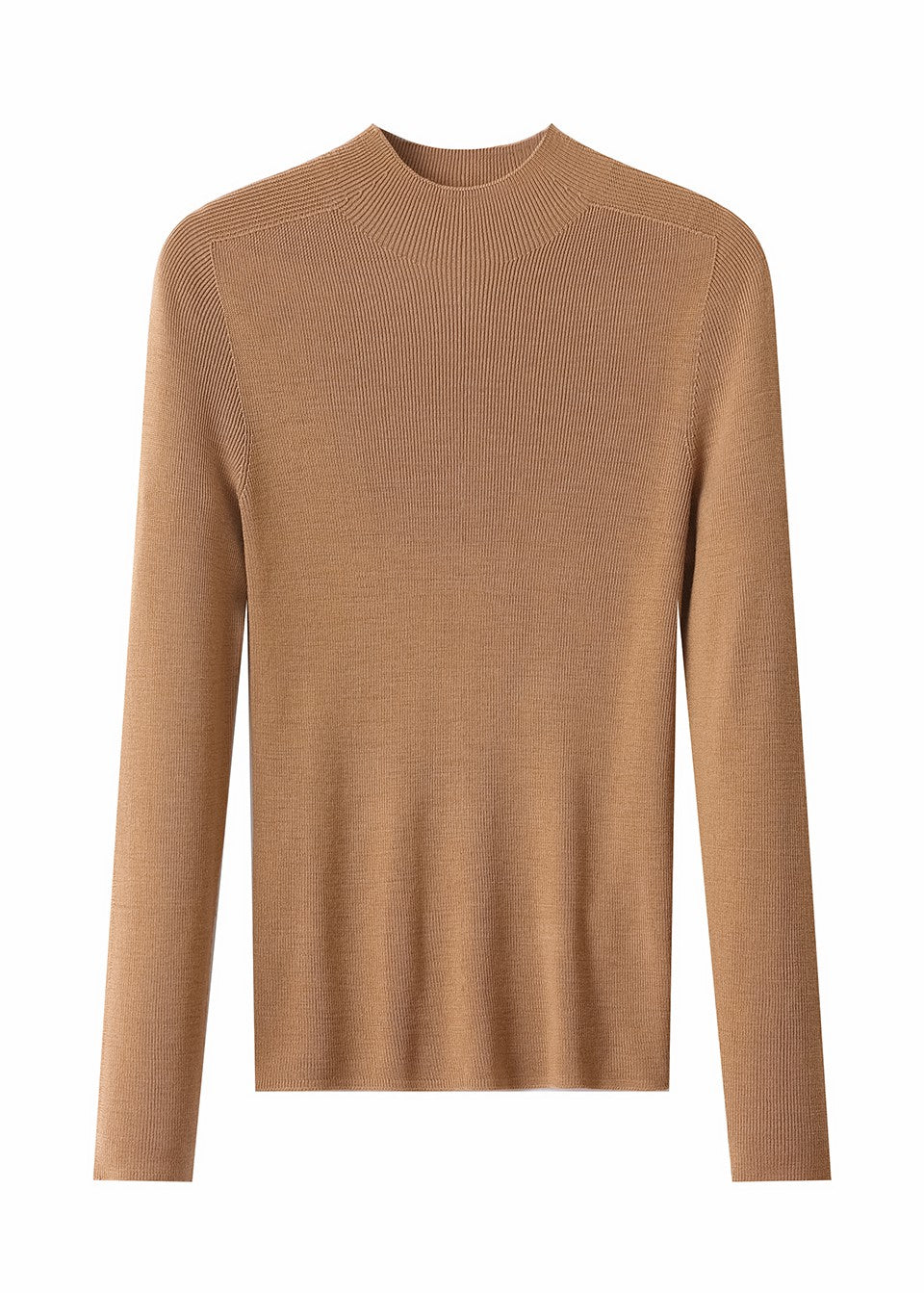 MANQUEEN M6602 Women's 100% Merino Wool Mock Neck Pullover Sweaters - Khaki