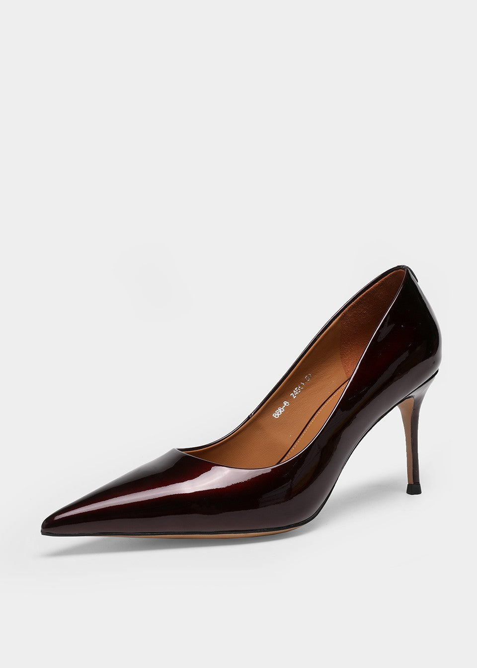 MANQUEEN M886-6 Women's Luxury Handmade Patent Leather Pointed Toe Pumps - Burgundy