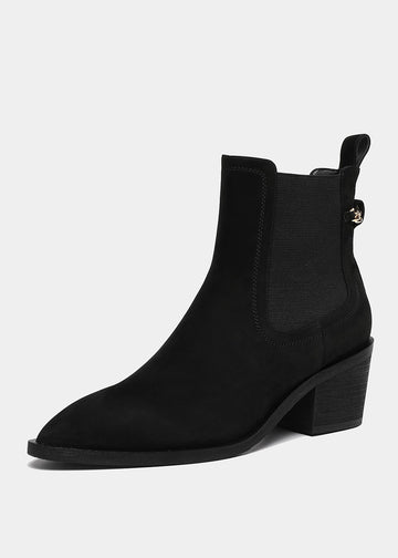 MANQUEEN MD246-1 Women's Luxury Handmade Leather Pointed Toe Boots - Matte Black